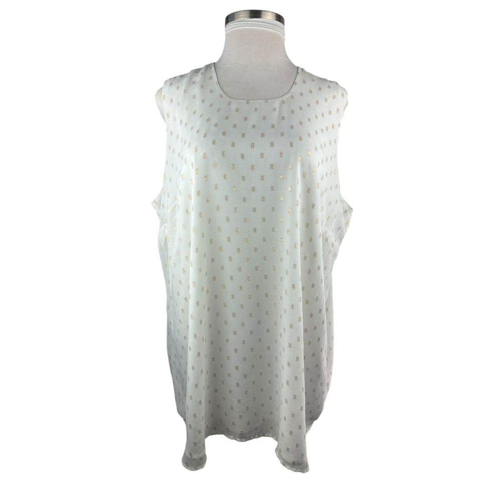 Melissa McCarthy Sleeveless Tunic Top Overlay Blouse White Gold Plus Size 3X - Picture 3 of 16